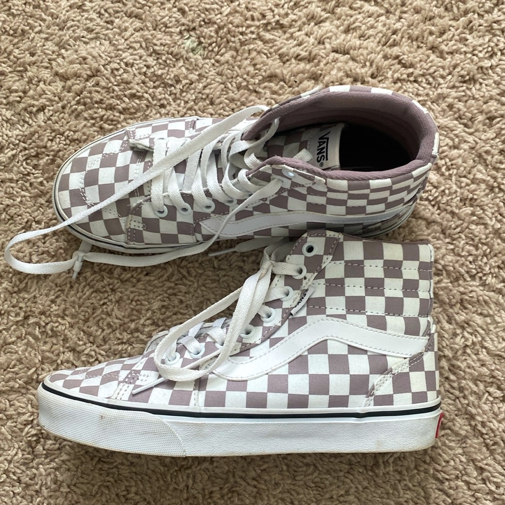 Purple Hightop Checkered Vans//Size 7